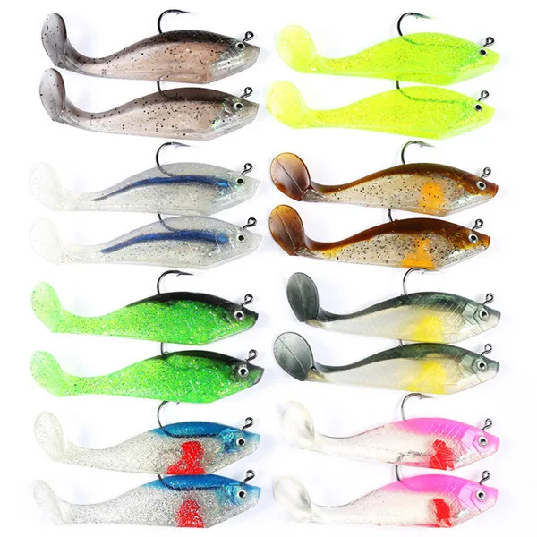 mix color 16 шт. Mizugiwa Shad Мягкая приманка " приманка для рыбной ловли Shad ручная силиконовая приманка для бас гольян плавающая приманка пластиковая приманка Щука кривошипная Pasca Peche - Цвет: mix color