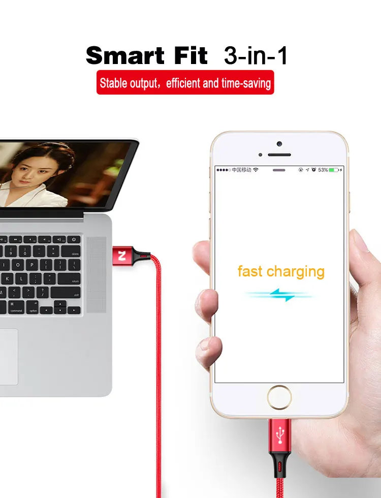 NOHON 3 в 1 USB кабель 2 в 1 Тип C 8Pin Кабель зарядного устройства микро-usb для iPhone 8 7 6 6S Plus iOS 10 9 8 USB-C кабели для телефонов Android