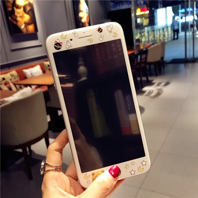 Чехол с принтом "Сейлор Мун"+ Защитная пленка для экрана для iphone 8 plus милый мультяшный розовый мягкий чехол для девочки для iphone 7 plus 6 6s стеклянная пленка чехол