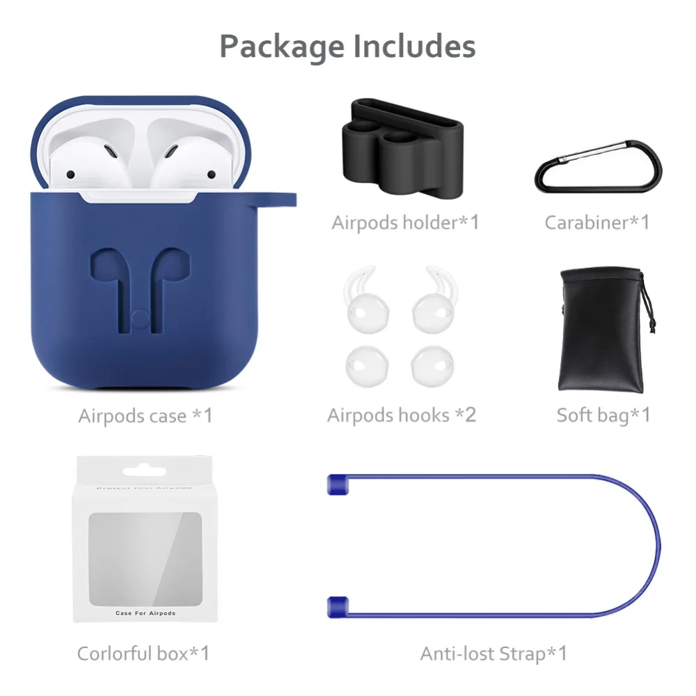 7 или 5 в 1 Airpods аксессуар Наборы легкий AirPod чехол силиконовый с Ремешок для