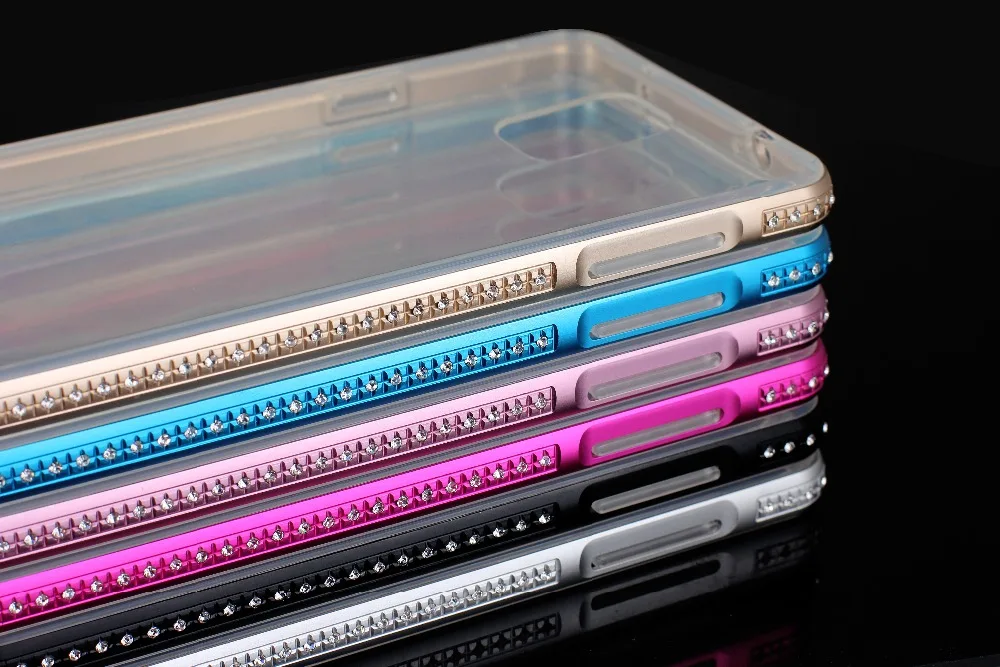 Для Samsung Galaxy Note 4 Блеск Bling Diamond Алюминиевая Рама Прозрачный Чехол ТПУ Мобильный