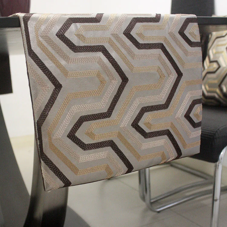 Aug New!KD030 33*180 cm psychedelic maze design geometry embroidered table flag/runner brown gold villa home textile decor | Дом и сад