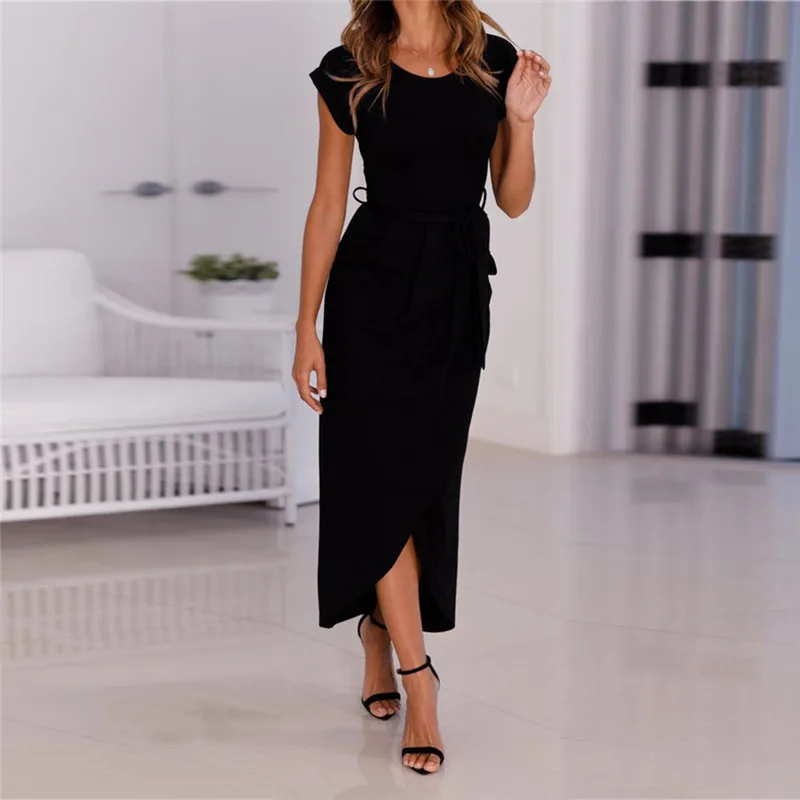 Женское Повседневное платье с поясом JAYCOSIN однотонное элегантное коротким