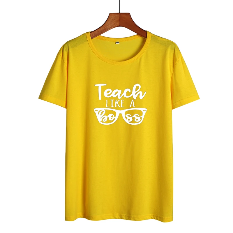 Футболка Teach Like A Boss Женская летняя хлопковая Teacher забавная футболка черного и