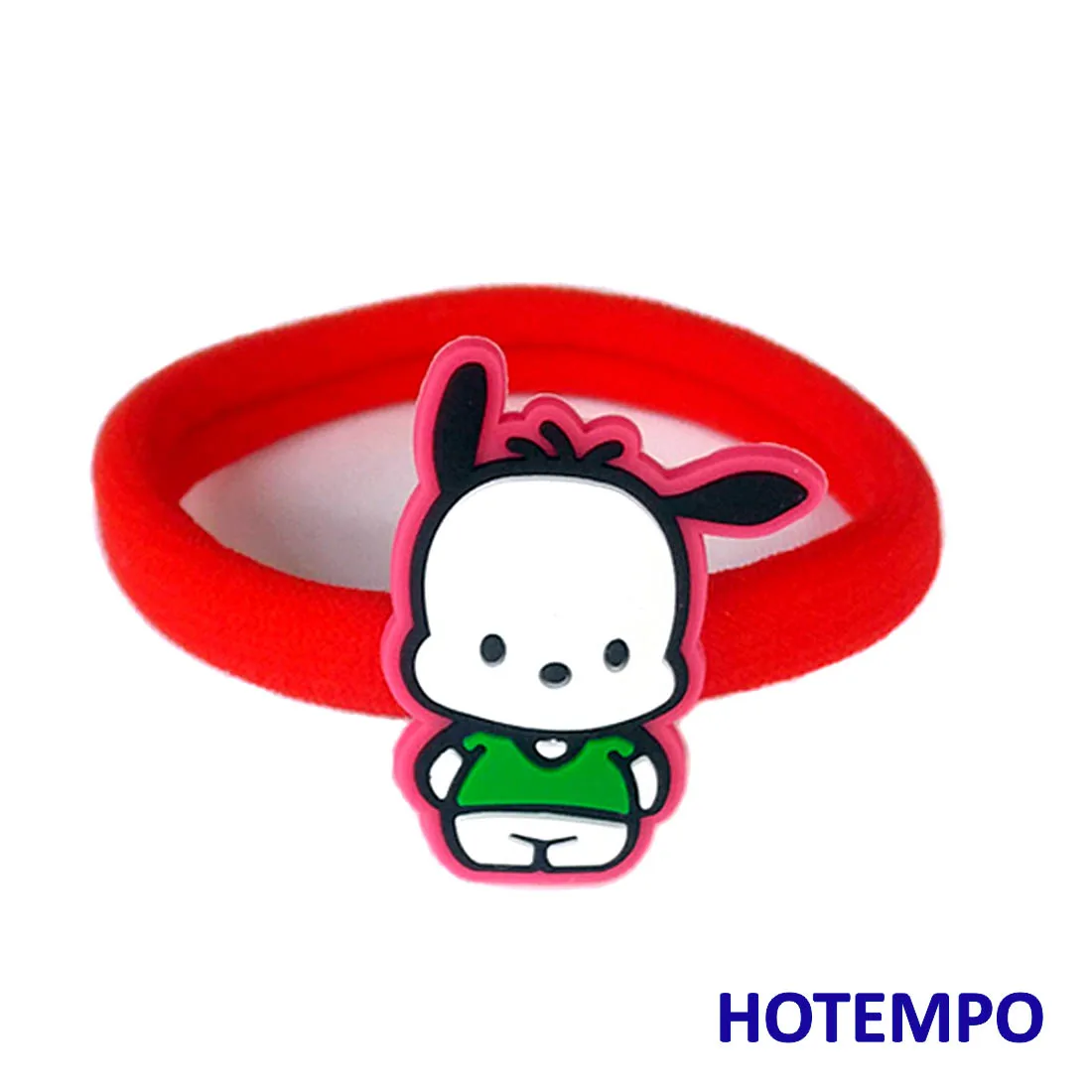 Милый мультфильм Pochacco Pekkle Maru Keroppi Kuromi Melody Twinstars Япония Kawaii Девушки эластичные волосы резинки кольцо для девочек подарок - Цвет: PVCFQ-PQG-RD
