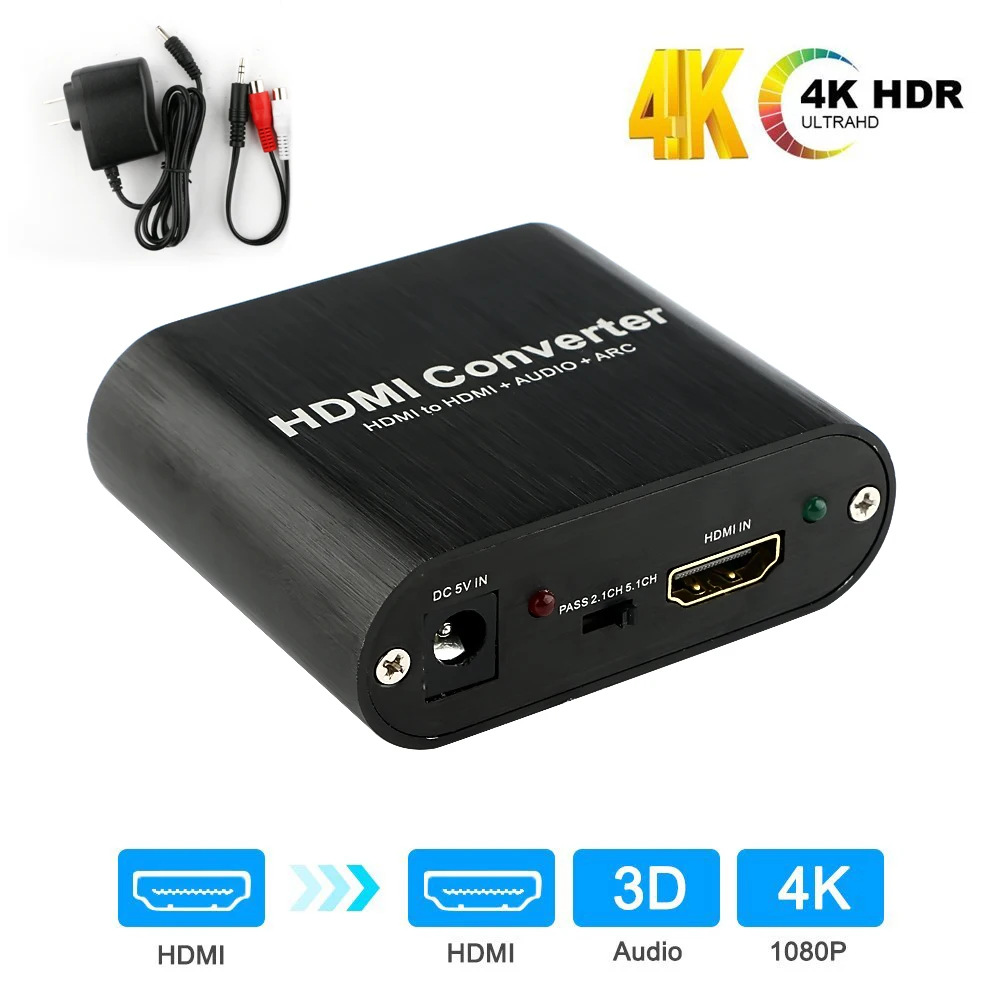 4K HDMI к экстрактор 5 1 ARC аудио разветвитель адаптер Соединительный SPDIF + 3 мм