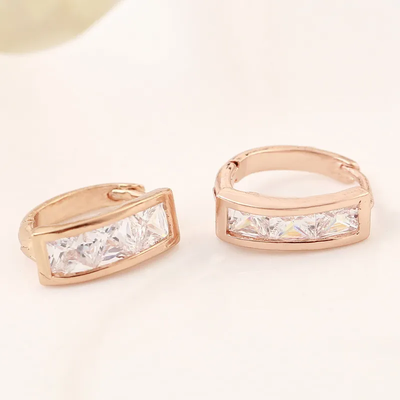 Wholesale Wedding Jewelry Delicate Mini Hoop Earring Gold Color Luxury Crystal Design Female | Украшения и аксессуары