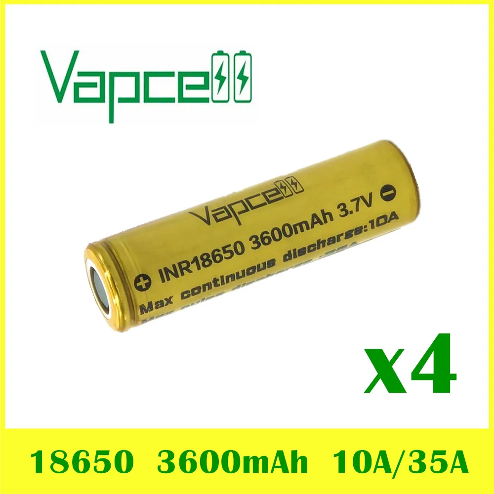 4 шт. VAPCELL INR 18650 3600 мАч 3 7 в перезаряжаемый высокий литиевый блок питания