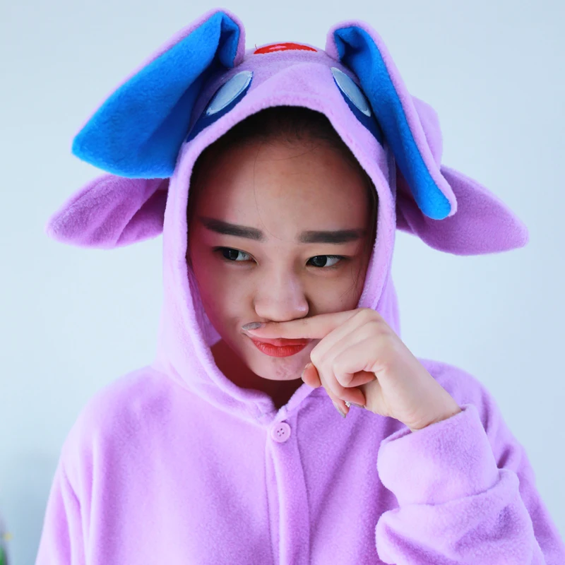 Флис аниме фиолетовый Espeon Пижама для взрослых унисекс Onesie Косплэй пижамы