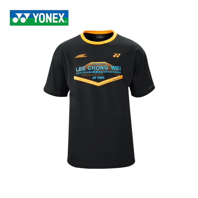 Новинка Yonex мужские футболки для бадминтона дышащие удобные быстросохнущие спортивные футболки с коротким рукавом для фитнеса Lee Chong Wei - Цвет: Синий