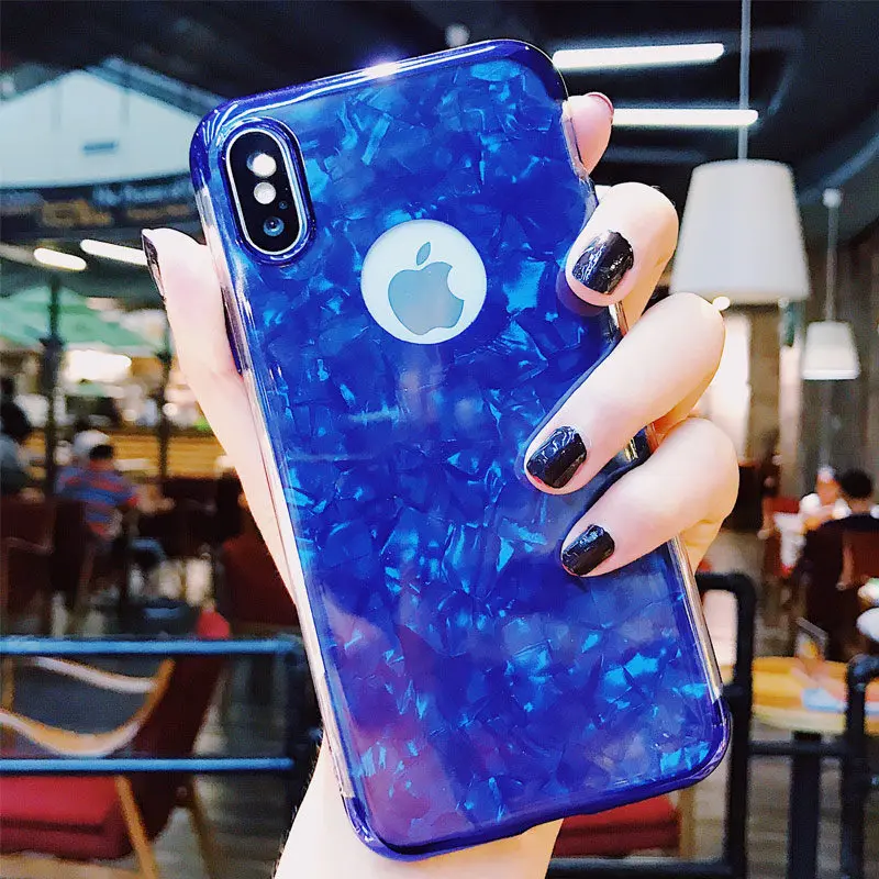 Модные чехлы для iPhone XR XS Max Покрытие Bling раковины Чехол мягкий ТПУ силиконовый