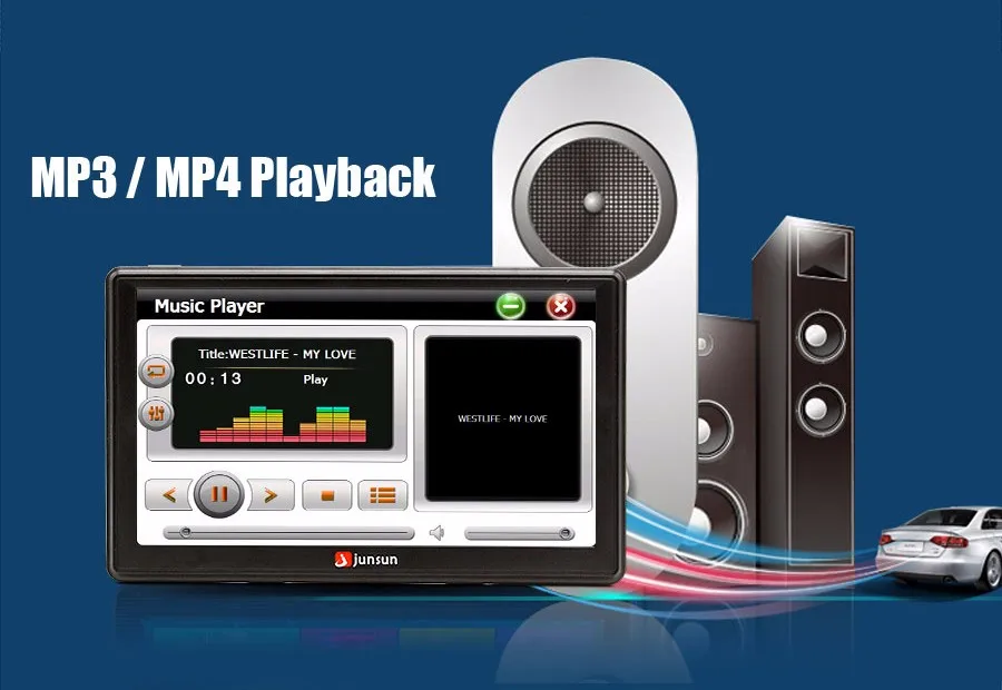 Junsun 7 дюймов Грузовик Карта Автомобильная GPS-навигация HD Емкостный MP3 / MP4 FM Bluetooth Постоянное бесплатное обновление Россия Европа Навигаторы