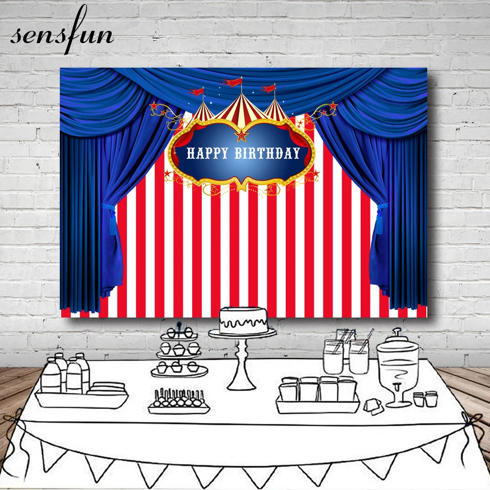 Sensfun цирк карнавальный вечерние фон Королевский синий Шторы красный белый