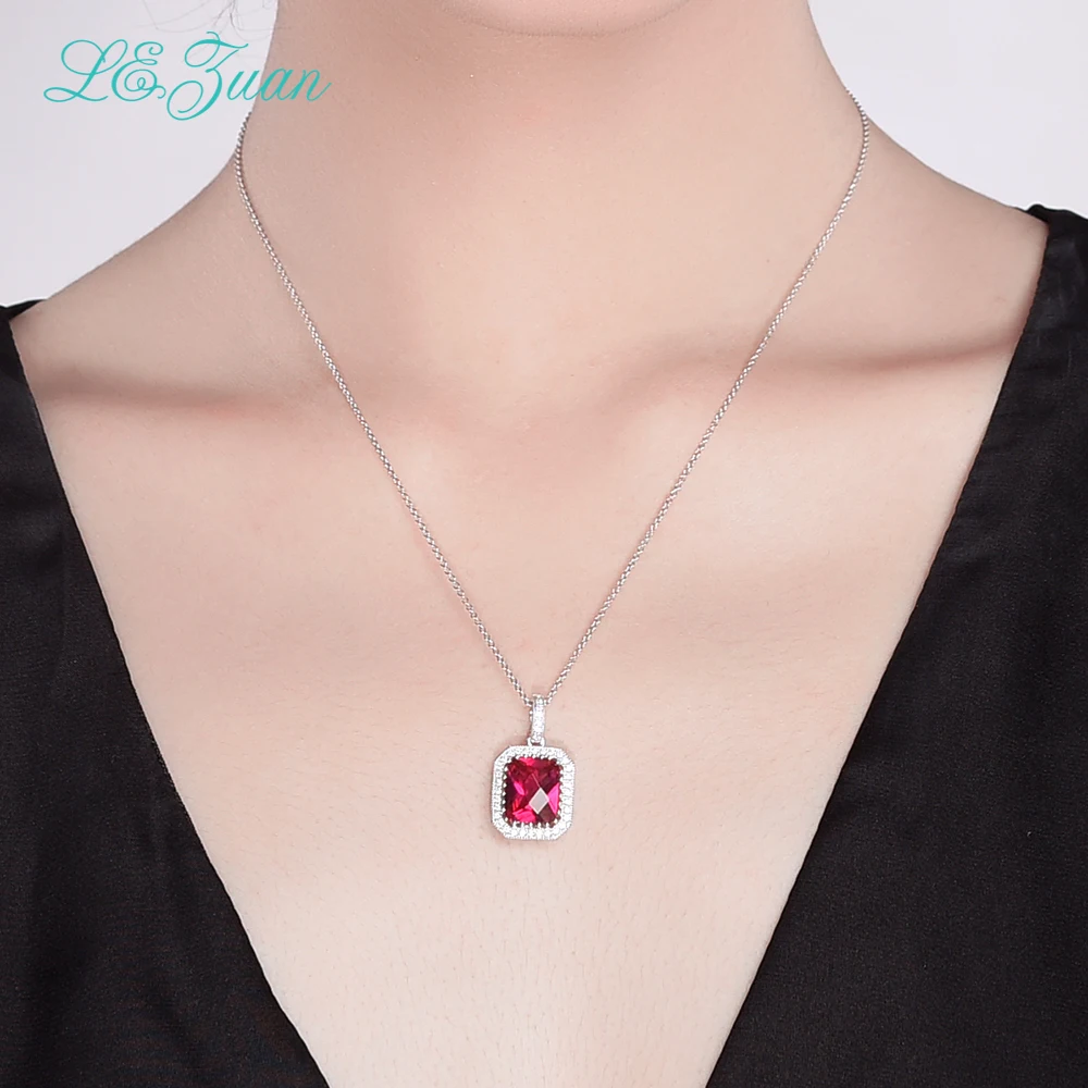 Женское ожерелье из серебра 925 пробы с красным камнем 5 52 карата|fine jewelry|necklace stone