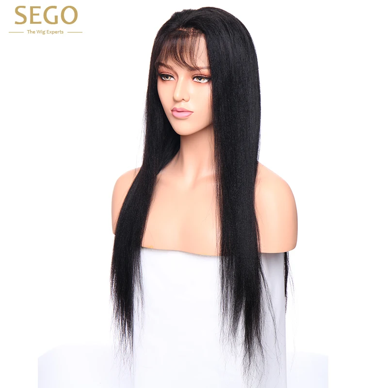 SEGO Yaki 13*4 человеческие волосы на кружеве парики для черных женщин парик шнурка