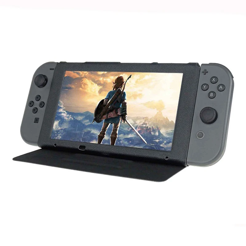 Кожаный чехол для игры защитный Nintendo Switch красный синий черный чехол-книжка NES |