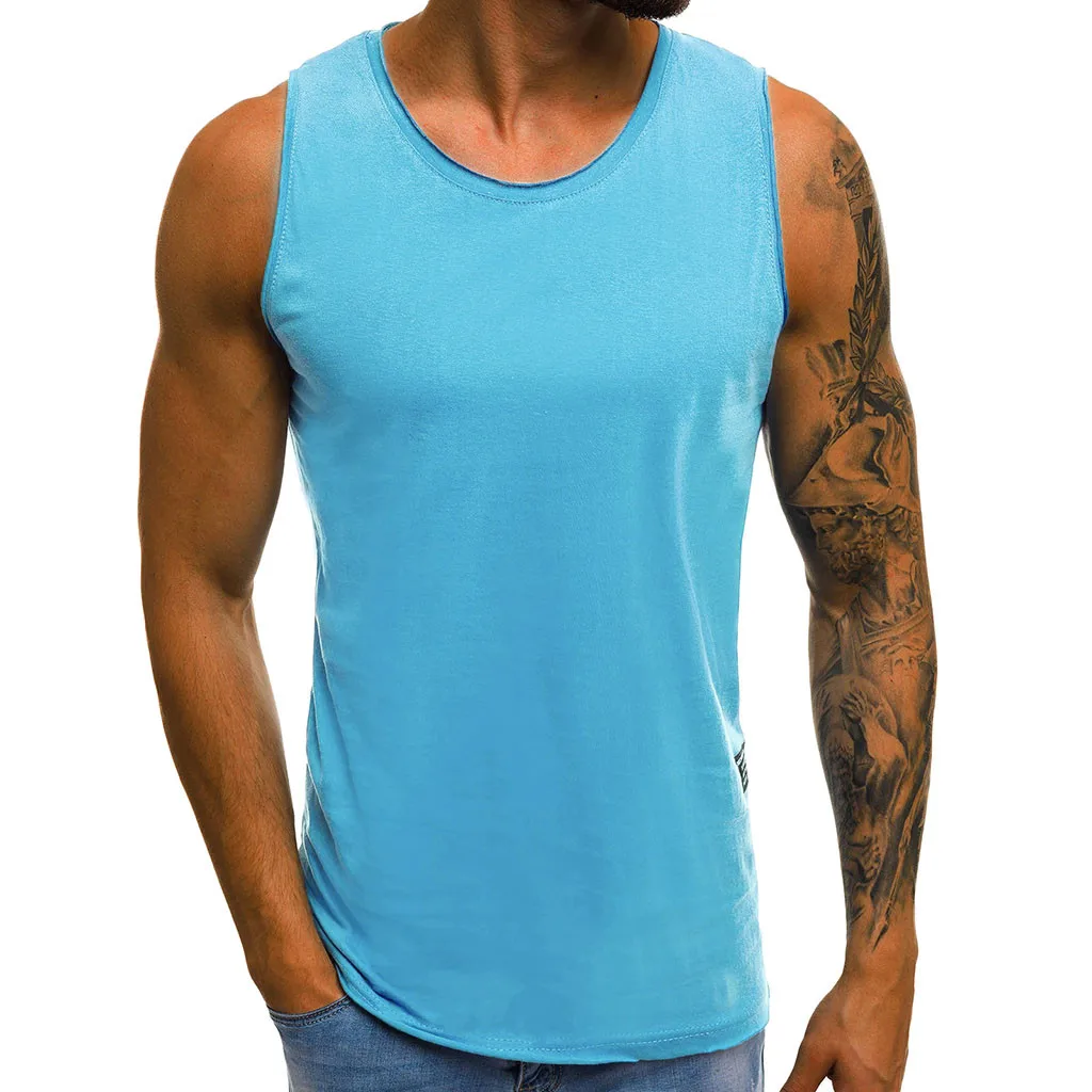 CHAMSGEND Tank Tops Cotton Men Sleeveless Tanktops For Boys Bodybuilding Clothing Undershirt Fitness Stringer Male Vest 4.JAN.15 | Мужская