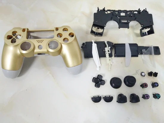 Gold White PS4 корпус для игрового контроллера чехол полное покрытие спереди и длинное сзади жесткий верх лампы проектора Sony Playstation 4 Dualshock 4 запасная часть для джойстика Запчасти - Цвет: Gold White