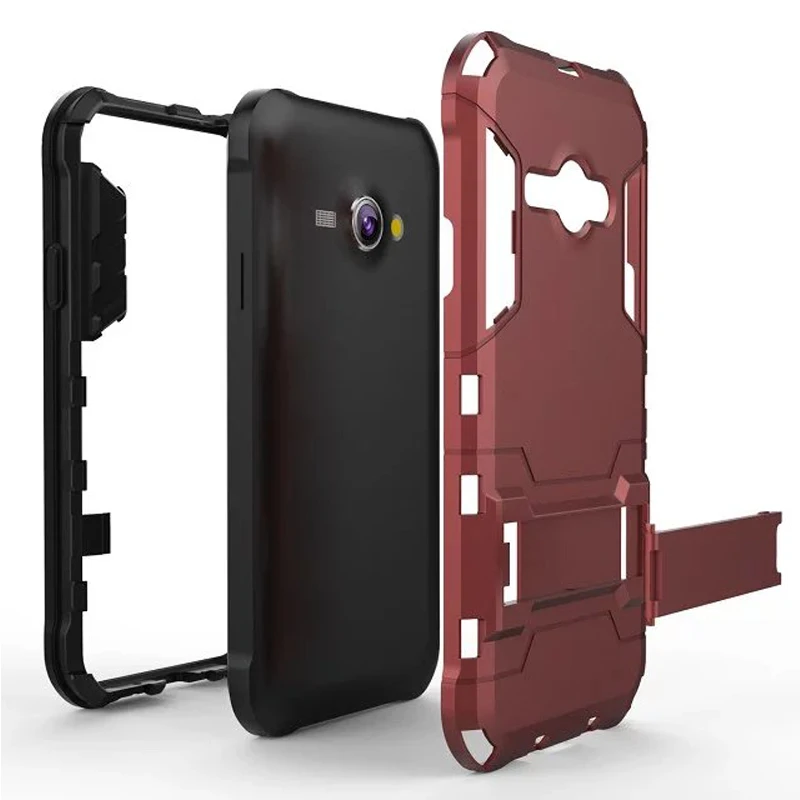 KUERPooB Для Samsung J1 (2016) J120F Броня Combo Случаи Мобильного Телефона Поддержка Держатель