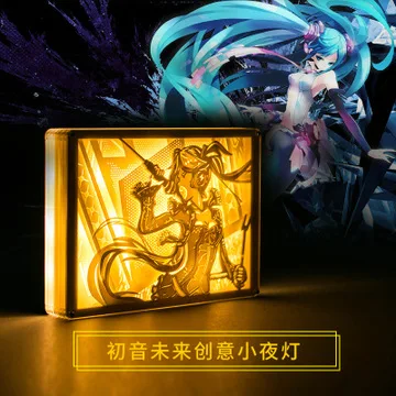 Ночные светильники Hatsune Miku ночные теневая бумага резные лампы прикроватные для