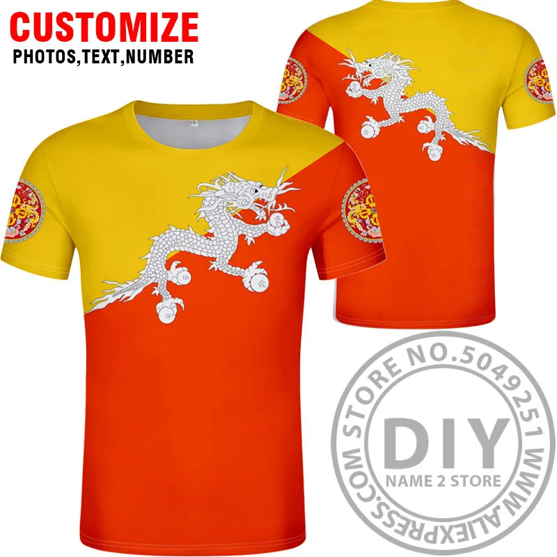 BHUTAN t shirt free custom made name number btn country t-shirt bt black nation flag kingdom diy red college print photo clothes