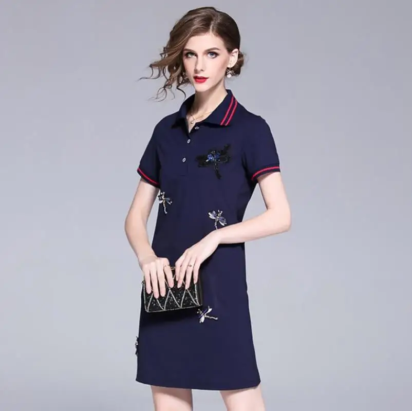 Новое поступление 2018 брендовая одежда летнее платье футболка с коротким рукавом