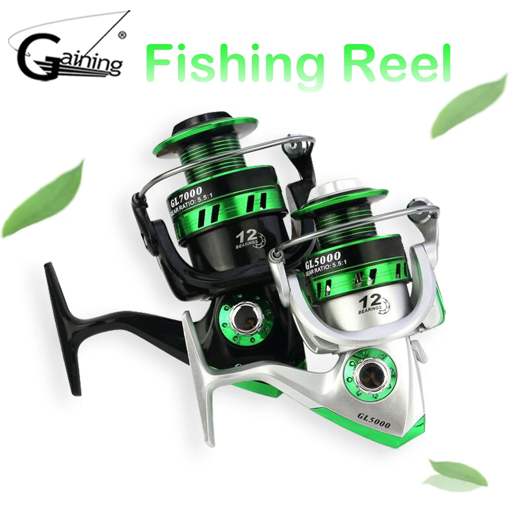 

12 Ball Bearings Spinning Reel Small Big Spinning Reel Carp Saltwater Fish Reels GL1000-GL7000 Metal Handle Fishing Wheel