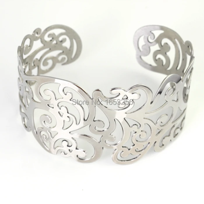 Лучшие подарки полые цветы кружевной дизайн манжета браслет из нержавеющей