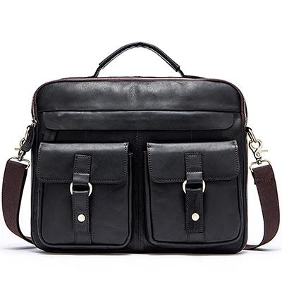 black TIANHOO модный ретро портфель мужская сумка из натуральной кожи 13 дюймов/посылка для сотового телефона мужская сумка на плечо и руль - Цвет: black