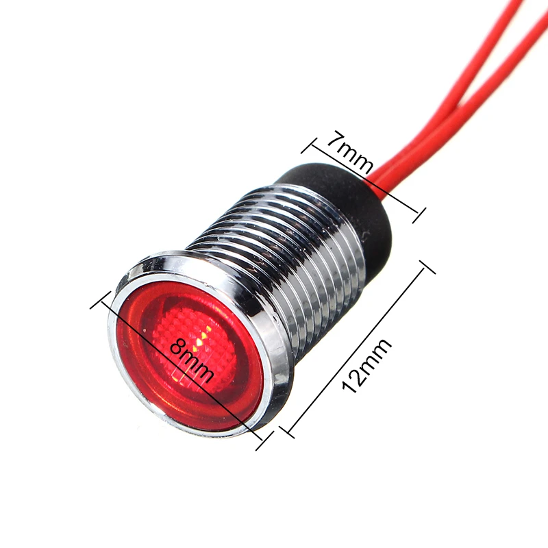 Автомобильный светодиодный индикатор 8 мм Лампа приборной панели 12 В