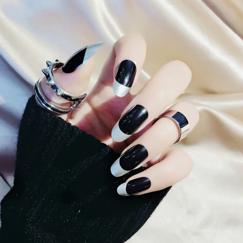 24 шт./компл. накладные ногти кончик круглый длинный Bling дизайн ногтей