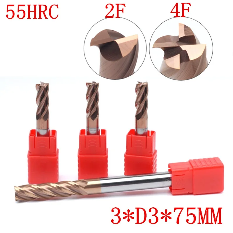 5 шт./компл. Фрезы 3 мм 4 флейты 2 HRC50 карбидная фреза машина Вольфрамовая сталь cnc