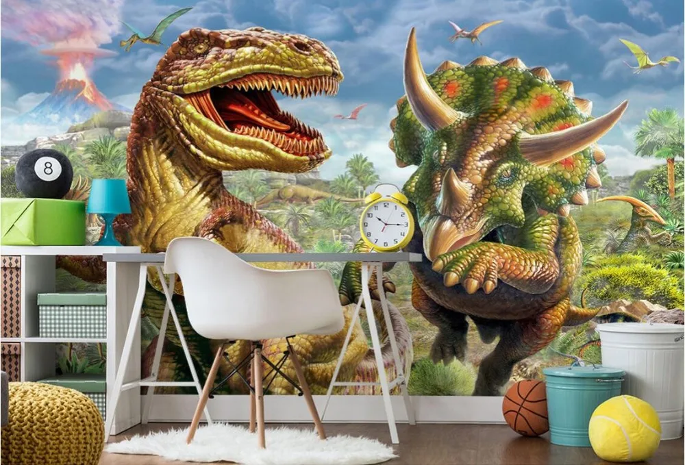 

Настенные 3d обои на заказ, нетканые фотообои с изображением зелёного леса, тираннозавра, Рекс, живопись, настенные 3d фрески, обои для стен 3 d
