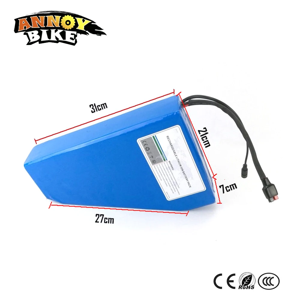 48V20Ah 1000 W 1500 W треугольный аккумулятор электрический велосипедный скутер мотоциклетный каркас аккумулятор, литиионый аккумулятор, с сумкой 54,6 V 2A зарядное устройство