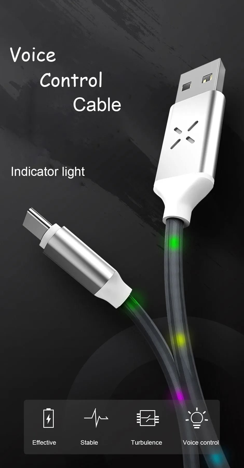 2.4A кабель быстрой зарядки типа C для samsung S10 S9 светодиодный usb-кабель с голосовым управлением для Xiaomi Redmi Note 7 4X кабель синхронизации данных