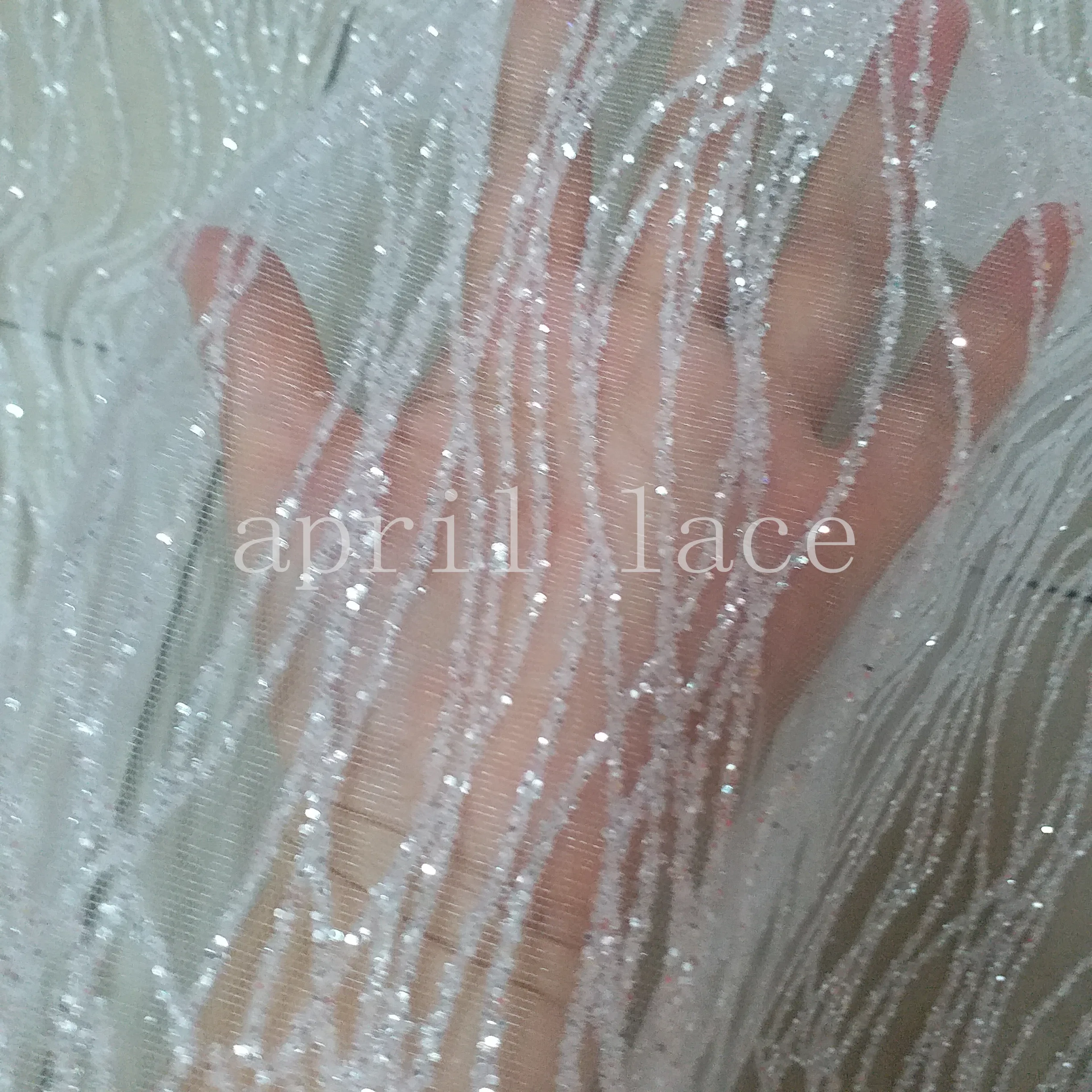 5yards HLL077 crystal white glitter glued hand print african india mesh fabric for wedding/evening dress fast shipping by dhl ! | Дом и сад