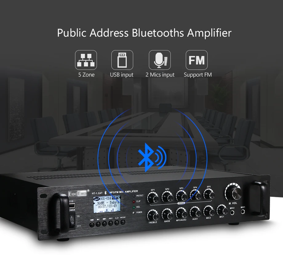 OUPUSHI HT-1.2AT 5 зон 120 Вт pa Усилитель oupushi с usb bluetooth цифровой усилитель