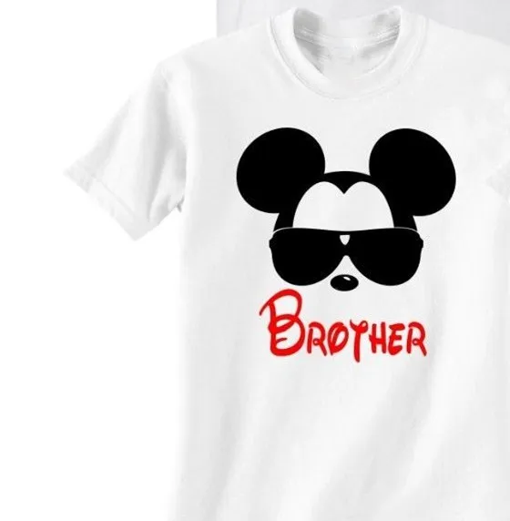 brother Новые одинаковые футболки для мамы, папы и всей семьи с рисунком Микки и Минни футболки в стиле хип-хоп для мужчин и женщин с круглым вырезом, забавные повседневные футболки в стиле панк - Цвет: brother