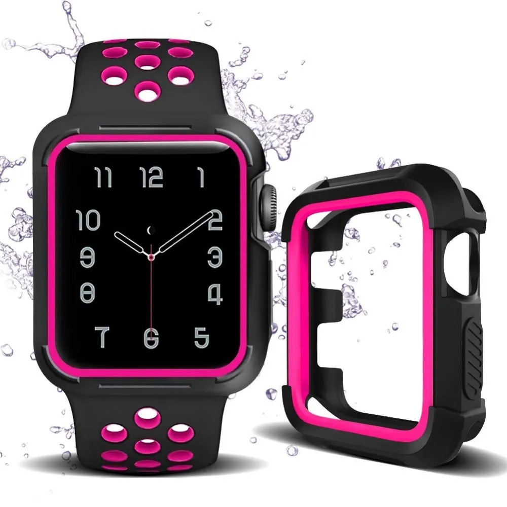 Apple Watch Band с чехлом 38 42 ударопрочный защитный чехол мягкий силиконовый спортивный