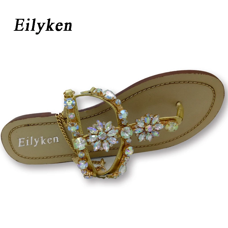 Eilyken/2021 г. Женские сандалии женская обувь стразы хрустальные цепочки