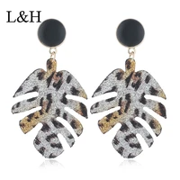 lh korean snakeskin leopard print earrings 2018 fashion exaggeration pu leather statement drop earrings for women jewelry gift