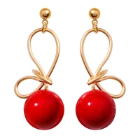 new luxury brand design trendy imitated pearl earrings women lovely cute bow pearl drop earrings ladies jewelry female