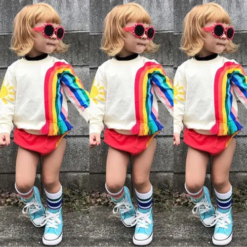 Emmababy Горячее Милое Радужное поступление детский пуловер для маленьких девочек