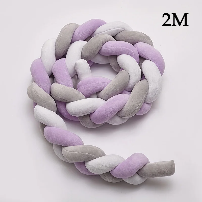 purpleGW2M 1 шт., 2 м/3 м, детская ручная работа, Узелок для новорожденных, длина бампера, завязанная мягкая тесьма, мягкая разноцветная детская кроватка, декор для комнаты, NBB0184 - Цвет: purpleGW2M