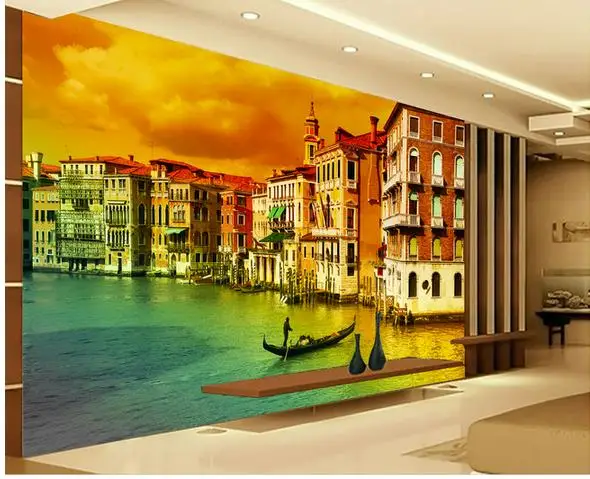 Фотообои 3d обои для ТВ фон вода Европейский стиль здание фоновая стена |