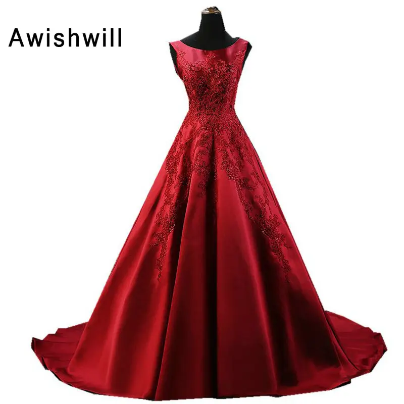 Custom Made Sleeveless Elegant Red Evening Dresses Long Applique Beaded Floor Length Gowns Women Formal | Свадьбы и торжества