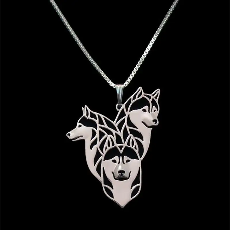 

Hot Sale Alloy Three Dogs Pendant Necklaces Jewelry Siberian Husky Family Necklaces For Women Drop Shipping