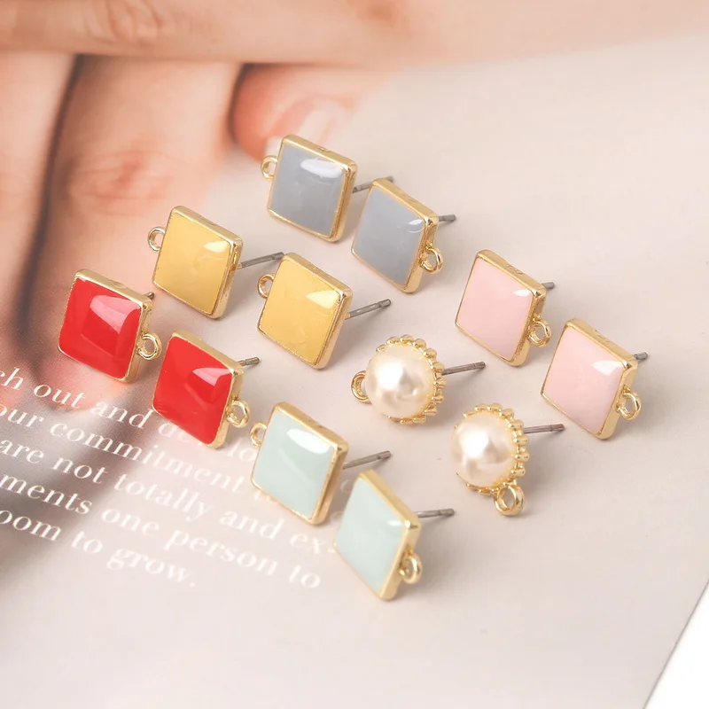 6 шт. повседневные капающие масляные серьги гвоздики из сплава квадратной формы