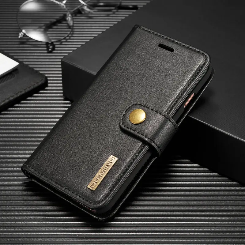 DG. MING 2в1 Винтажный чехол-кошелек для iPhone 7 8, ультра сильный Магнитный съемный кожаный чехол-книжка для iPhone 6S с подставкой - Цвет: Black