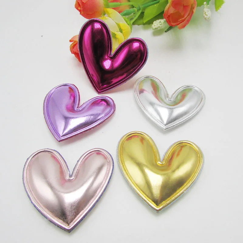 Free shipping 35PCS/lot 4.8cm pvc heart Padded Applique Crafts for girls Hair Accessories Decoration | Дом и сад